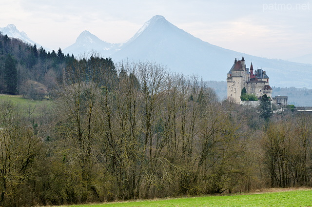 Photographie d'un paysage de printemps en Haute Savoie autour du château de Menthon Saint Bernard
