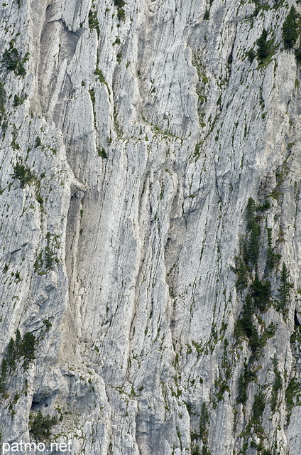 Photographie en gros plan de la face rocheuse du Bargy