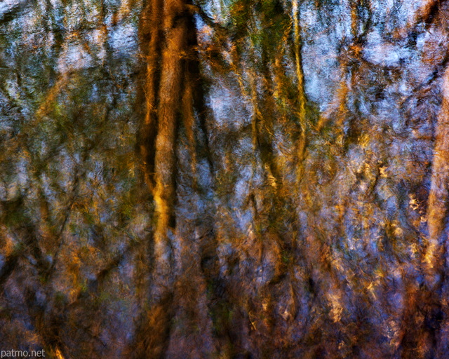 Image de reflets sur la surface d'un étang