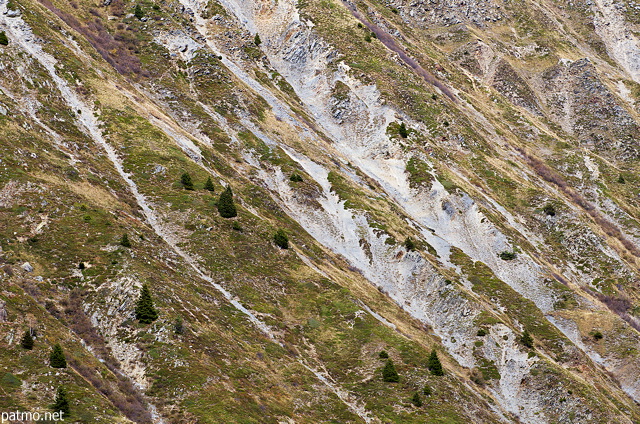 Image de l'érosion sur les pentes des montagnes de la Maurienne
