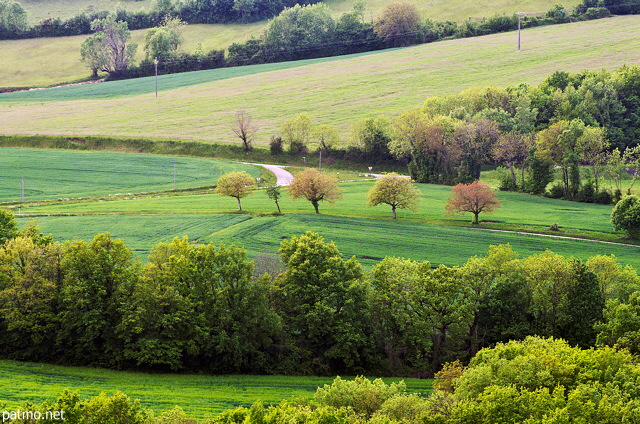 French countryside landscape with springtime colors
