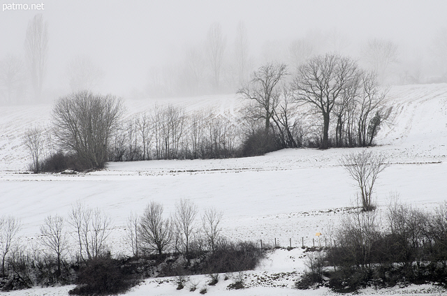 Image with winter mist and snow in Chaumont Haute Savoie