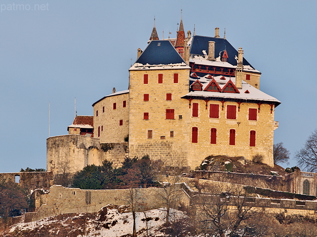 Photograph of Menthon Saint Bernard castle in winter