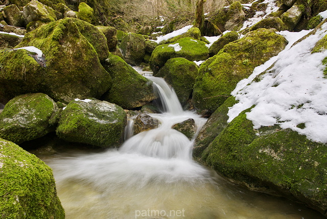 Image de cascades de fin d'hiver dans les ruisseaux de Septmoncel - Jura