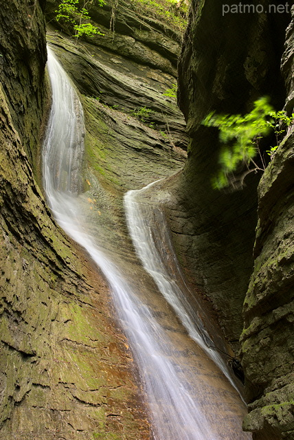 Photo d'une double cascade dans le canyon du Castran