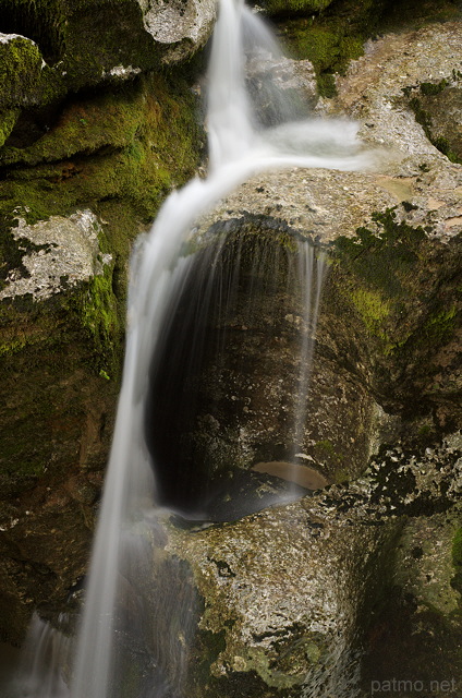 Photographie d'une cascade sur les rochers des Pertes de la Valserine