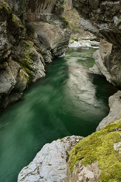Photo of Cheran river under Banges bridge in Massif des Bauges Natural Park