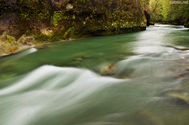 Image of a powerful river at springtime in Massif des Bauges Natural Park