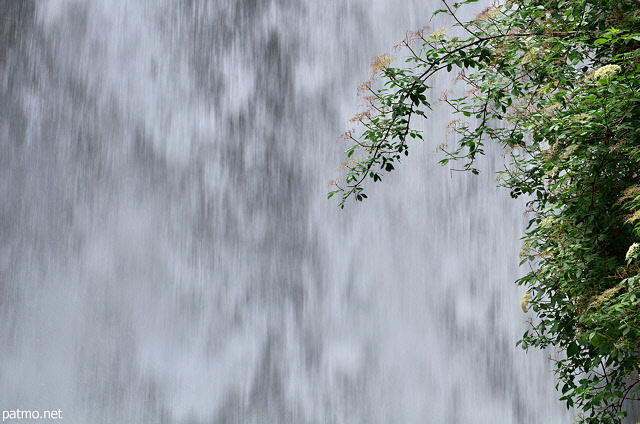 Photograph of falling water in Dorches waterfall near Chanay