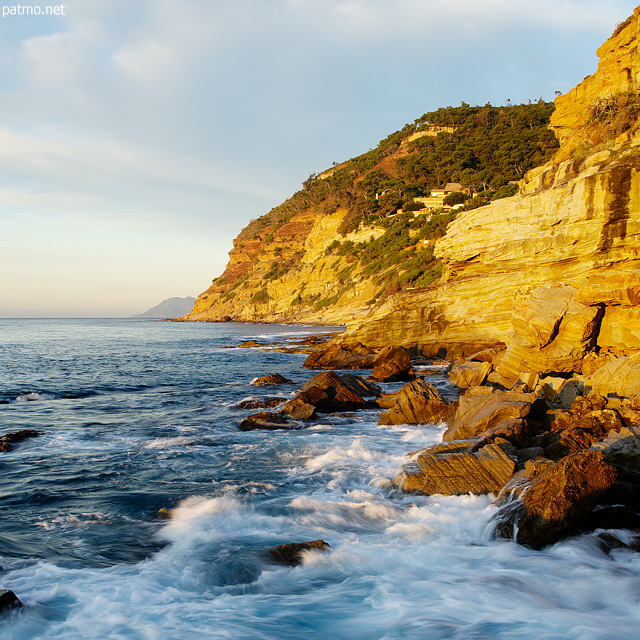 Image of a morning light on the mediterranean sea at Bau Rouge beach