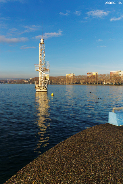 Photo of the famous diving tower of Imperial beach in Annecy
