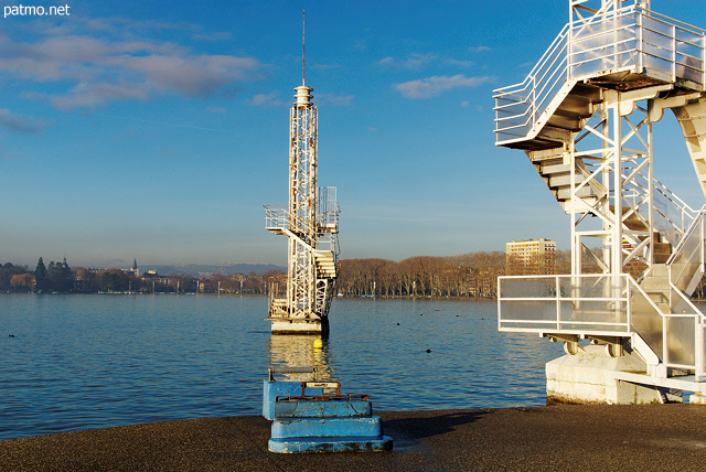 Image of Imperial beach diving towers on Annecy lake