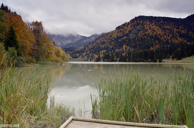 Picture of autumn in Bellevaux around lake Vallon