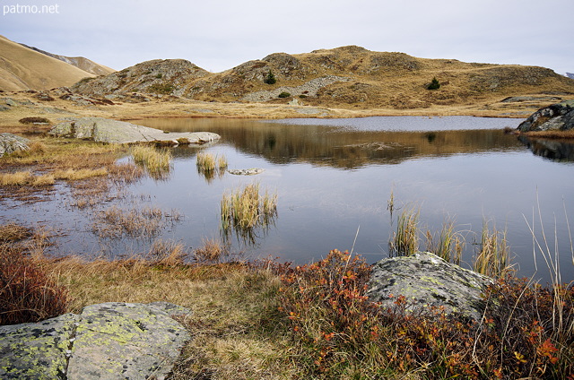 Picture of lake Potron in autumn just near Col de la Croix de Fer