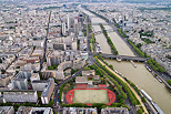 Image of Paris with Seine river, bridges and stadium