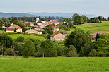Image of the green countryside around Chateau des Pres village in french Jura