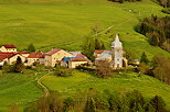 Image of the village and church of Les Bouchoux in french Jura