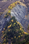 Photographie de pentes érodées et de forêt de montagne en Savoie