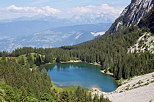 Image of an alpine lake in Massif des Bornes mountains
