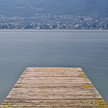 Image of a wood deck on lake Bourget near Aix les Bains