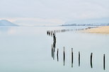 Photograph of a winter morning on the banks of Bourget lake in french Savoie