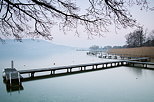Image of Annecy lake by a winter dawn