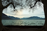 Image of a melancholic autumn atmosphere on Annecy lake