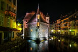 Photograph of Palais de l'Isle at night in Annecy